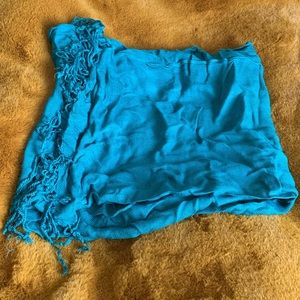 Teal Fringed Scarf